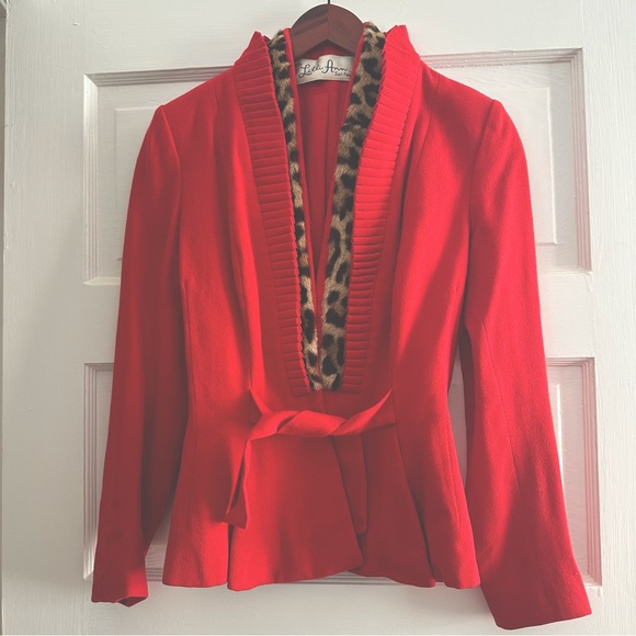 Very Rare Vintage Lilli Ann Suit Jacket🔥Dress Blazer🤩Leopard Fur Trim✨Small♥️ - Picture 1 of 15